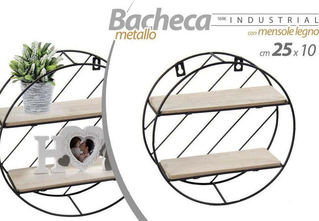Bacheca In Metallo Rotonda Da Parete Con Mensole In Legno 25 X 10 Cm Nero 832161 Casa e cucina/Organizzazione interni/Porta oggetti cassetti e scaffali/Mensole da muro Trade Shop italia - Napoli, Commerciovirtuoso.it