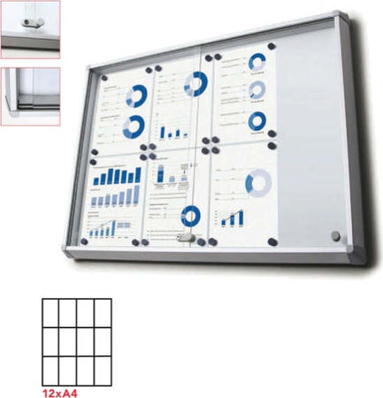 Bacheca per interni - magnetica - 12 fogli A4 - ante scorrevoli - Studio T Cancelleria e prodotti per ufficio/Archivio ufficio e accessori per scrivania/Lavagne e bacheche/Bacheche multifunzione Eurocartuccia - Pavullo, Commerciovirtuoso.it