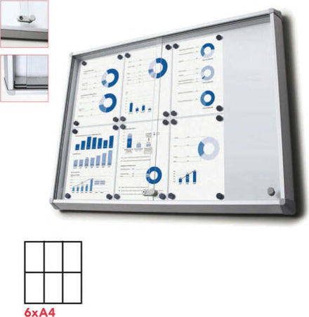Bacheca per interni - magnetica - 6 fogli A4 - ante scorrevoli - Studio T Cancelleria e prodotti per ufficio/Archivio ufficio e accessori per scrivania/Lavagne e bacheche/Bacheche multifunzione Eurocartuccia - Pavullo, Commerciovirtuoso.it