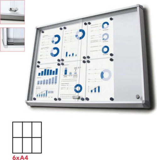Bacheca per interni - magnetica - 6 fogli A4 - ante scorrevoli - Studio T Cancelleria e prodotti per ufficio/Archivio ufficio e accessori per scrivania/Lavagne e bacheche/Bacheche multifunzione Eurocartuccia - Pavullo, Commerciovirtuoso.it