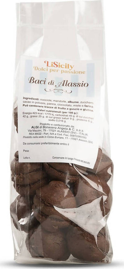 Baci Di Alassio Biscotti Liguri al Cioccolato Cuore Morbido Dolce Fatto A Mano 100% Mandorle Siciliane e Nocciole Piemontesi IGP Made in Italy fatti a mano artigianalmente made in Italy LiSicily dolci per passione - Alassio, Commerciovirtuoso.it