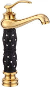 Bagno-Lavandino-Lavabo-Miscelatore-Rubinetto-Alto-Dorato-Nero-Diamantato