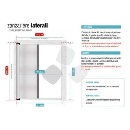 Zanzariera a carrarmato su misura ''Metra'' profilo Rosso Raffaello apertura laterale (Made in Italy)