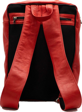 Bali---Zaino-Quadrato-Rosso-In-Vera-Pelle
