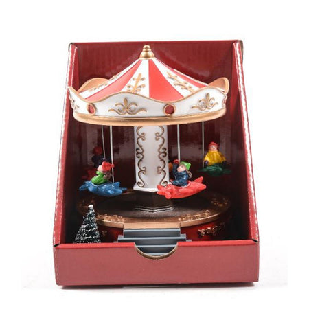 Giostra carosello con bambini con musica luci e movimento a batteria decorazione natalizia