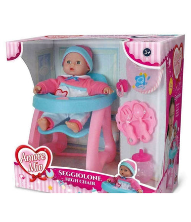 Bambola Amore Mio Seggiolone Bambolotto Giocattolo Bambini Con Accessori Gioco