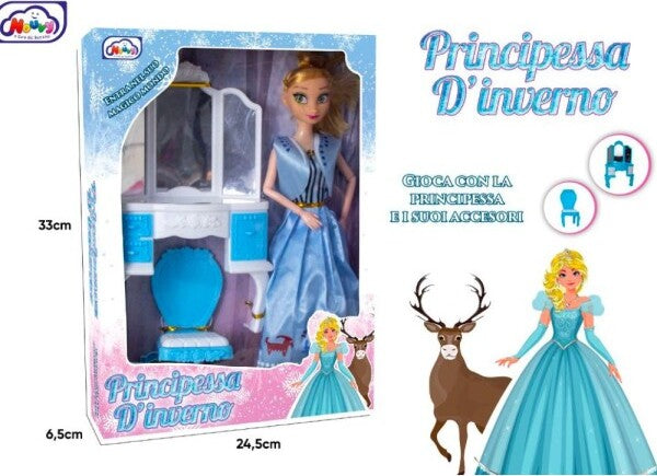 Bambola-Principessa-D'inverno-Magico-Mondo-Inclusi-2-Accessori-Gioco-Per-Bambine