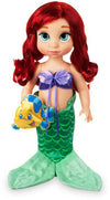 Bambola Sirenetta Ariel per Bambine Con Capelli Realistici E Abiti in Tessuto Con Peluche Flounder Disney