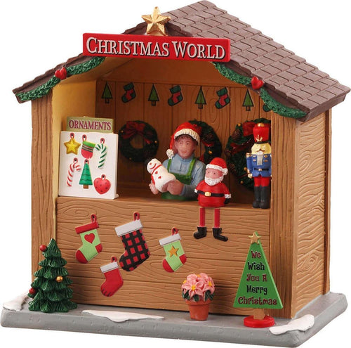 Bancarella del mondo di Natale, edificio per villaggio di Natale in Poliresina Casa e cucina/Decorazioni per interni/Addobbi e decorazioni per ricorrenze/Decorazioni natalizie/Oggettistica MagiediNatale.it - Altamura, Commerciovirtuoso.it