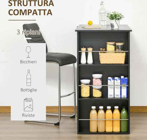 Bancone-da-Cucina-Tavolo-Alto-con-3-Mensole-in-Legno,-Tavolo-da-Bar-Cucina-Arredamento-Moderno-Casa-e-Bar,-112x57x106cm,-Nero-LK9835-390BKLK9