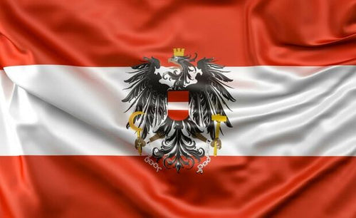 Bandiera austriaca con aquila Sport e tempo libero/Fan Shop/Patio prato e giardino/Bandiere per esterno Il Distintivo - Pesaro, Commerciovirtuoso.it