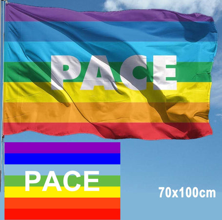 Bandiera Della Pace Arcobaleno - 90x150 Cm, Poliestere, Doppia Faccia, Con 2 Occhielli
