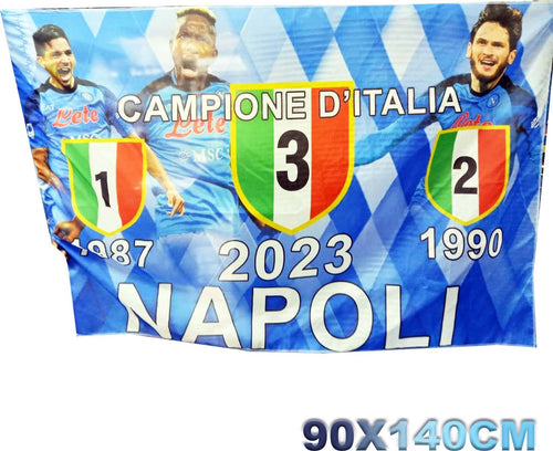 Bandiera Forza Napoli Festa 3 Scudetto 1987 1990 2023 Campione D'italia 90x140cm Sport e tempo libero/Fan Shop/Calcio/Bandiere e gagliardetti Trade Shop italia - Napoli, Commerciovirtuoso.it