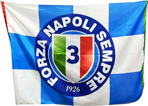 Bandiera Forza Napoli Sempre Festa 3 Scudetto Azzurro Campione Italia 90x140 Cm Sport e tempo libero/Fan Shop/Calcio/Bandiere e gagliardetti Trade Shop italia - Napoli, Commerciovirtuoso.it