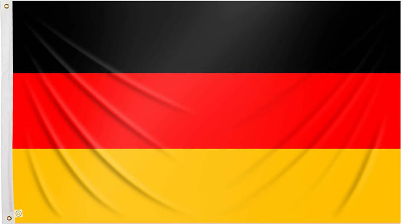 Bandiera Germania Bandiera Nazionale Tedesca Uso Esterno/interno Doppie Cuciture Perimetrali E Corda Per Il Fissaggio Sport e tempo libero/Fan Shop/Patio prato e giardino/Bandiere per esterno Il Distintivo - Pesaro, Commerciovirtuoso.it