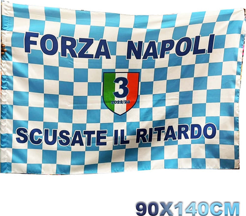 Bandiera Napoli Festa 3 Scudetto 2023 Forza Napoli Scusate Il Ritardo 90x140cm Sport e tempo libero/Fan Shop/Calcio/Bandiere e gagliardetti Trade Shop italia - Napoli, Commerciovirtuoso.it