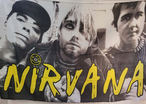 Bandiera Nirvana Orizzontale Cm 100 X 150 Uso Interno Ed Esterno Sport e tempo libero/Fan Shop/Articoli per la casa/Quadro/Stampe e poster Il Distintivo - Pesaro, Commerciovirtuoso.it