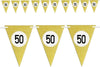 Bandierine-Festa-Compleanno-Anniversari-Set-10pz-Triangolari-Festone-Oro-50-Anni
