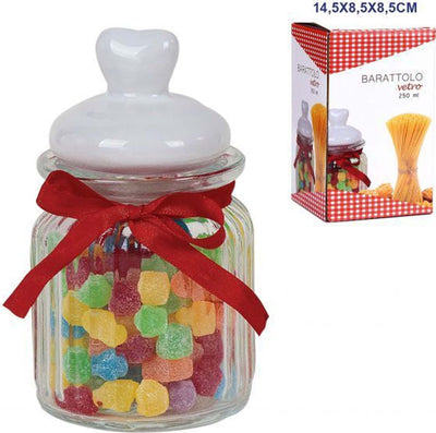 Barattolino In Vetro Con Tappo Coperchio In Ceramica Decorato Forma Cuore 250 Ml Casa, arredamento e bricolage > Cucina > Barattoli e Contenitori Trade Shop italia - Napoli, Commerciovirtuoso.it