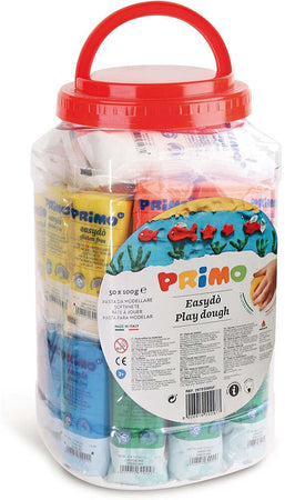 Barattolo 50 Panetti x 100 Gr Plastilina Modellabile Pasta Colorata per Bambini