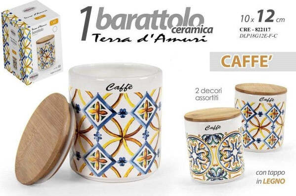 Barattolo-Ceramica-Caffè-Tappo-Legno-Ermetico-Cucina-Terra-D'amuri-12x10cm-822117
