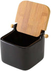 Barattolo Ceramica Tappo Legno Bambu Sale Zucchero Caffe Saliera 0,7lt Nero