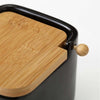Barattolo Ceramica Tappo Legno Bambu Sale Zucchero Caffe Saliera 0,7lt Nero