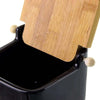 Barattolo Ceramica Tappo Legno Bambu Sale Zucchero Caffe Saliera 0,7lt Nero