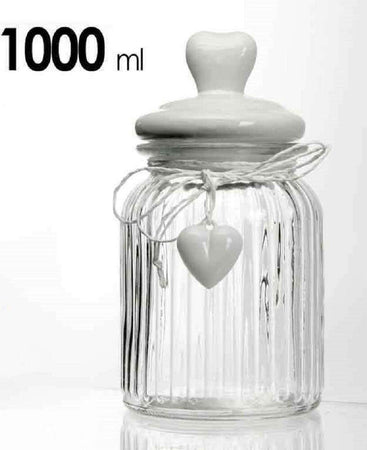 Barattolo Contenitore Con Cuore Bianco In Vetro Utilissimi 21 Cm 1000 Ml 681943 Casa e cucina/Organizzazione interni/Organizzazione bagno/Barattoli Trade Shop italia - Napoli, Commerciovirtuoso.it