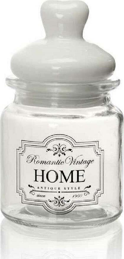Barattolo Contenitore In Vetro Decoro Romantic Vintage Home 300 Ml 8x14cm 759376 Casa e cucina/Organizzazione interni/Contenitori e barattoli da cucina/Vasetti e barattoli per conserve/Barattoli Trade Shop italia - Napoli, Commerciovirtuoso.it