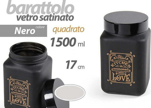 Barattolo Contenitore In Vetro Nero Quadrato Moderno Satinato 1,5lt 17cm 833427 Casa e cucina/Organizzazione interni/Contenitori e barattoli da cucina/Vasetti e barattoli per conserve/Barattoli Trade Shop italia - Napoli, Commerciovirtuoso.it