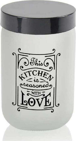 Barattolo Contenitore Vetro Bianco Love Moderno Satinato Tonda 660ml 14x9cm 833458 Casa e cucina/Organizzazione interni/Organizzazione bagno/Barattoli Trade Shop italia - Napoli, Commerciovirtuoso.it
