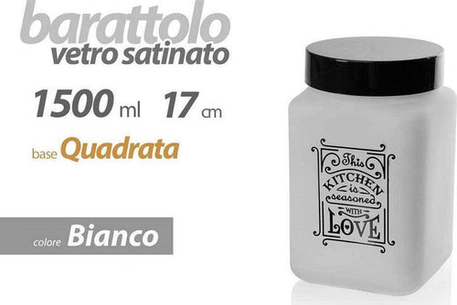 Barattolo Contenitore Vetro Bianco Quadrato Moderno Satinato 1,5lt 17cm 833519 Casa e cucina/Organizzazione interni/Contenitori e barattoli da cucina/Vasetti e barattoli per conserve/Set di barattoli e coperchi Trade Shop italia - Napoli, Commerciovirtuoso.it