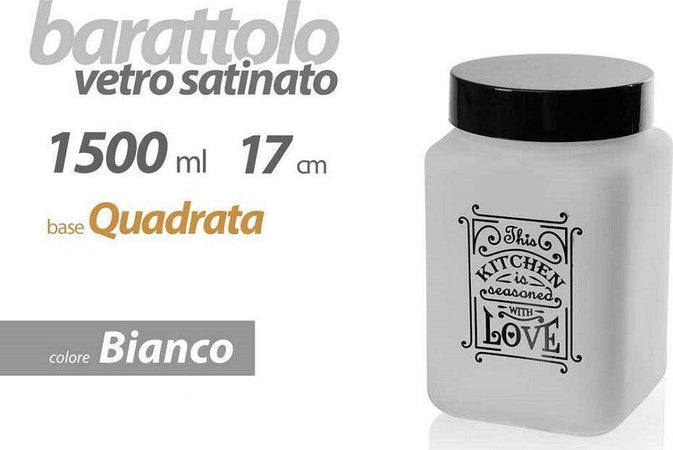 Barattolo Contenitore Vetro Bianco Quadrato Moderno Satinato 1,5lt 17cm 833519 Casa e cucina/Organizzazione interni/Contenitori e barattoli da cucina/Vasetti e barattoli per conserve/Set di barattoli e coperchi Trade Shop italia - Napoli, Commerciovirtuoso.it