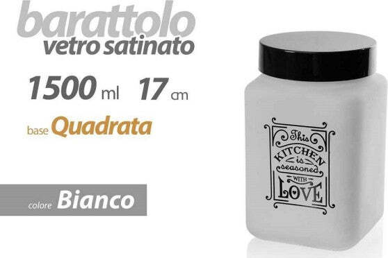 Barattolo-Contenitore-Vetro-Bianco-Quadrato-Moderno-Satinato-1,5lt-17cm-833519