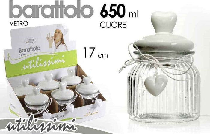 Barattolo Cuore Pendente Ermetico Vetro Tappo Bianco Ceramica 650 Ml 17cm 681936 Casa e cucina/Organizzazione interni/Contenitori e barattoli da cucina/Vasetti e barattoli per conserve/Barattoli Trade Shop italia - Napoli, Commerciovirtuoso.it