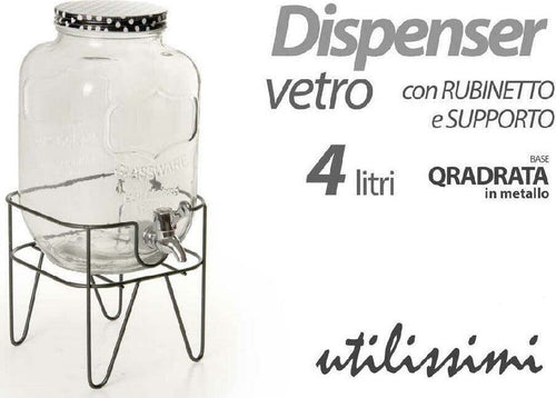 Barattolo Dispenser In Vetro Con Rubinetto Supporto 4lt Quadrata Metallo 796470 Casa e cucina/Organizzazione interni/Organizzazione bagno/Barattoli Trade Shop italia - Napoli, Commerciovirtuoso.it