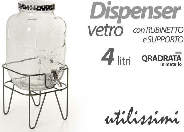 Barattolo Dispenser In Vetro Con Rubinetto Supporto 4lt Quadrata Metallo 796470 Casa e cucina/Organizzazione interni/Organizzazione bagno/Barattoli Trade Shop italia - Napoli, Commerciovirtuoso.it