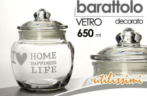 Barattolo Ermetico In Vetro Contenitore Cucina Coperchio 650ml Decorato 652639 Casa e cucina/Organizzazione interni/Contenitori e barattoli da cucina/Vasetti e barattoli per conserve/Barattoli Trade Shop italia - Napoli, Commerciovirtuoso.it