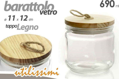 Barattolo Ermetico Tappo Legno In Vetro Contenitore Cucina 690 Ml 11x12cm 731068 Casa e cucina/Organizzazione interni/Contenitori e barattoli da cucina/Vasetti e barattoli per conserve/Barattoli Trade Shop italia - Napoli, Commerciovirtuoso.it