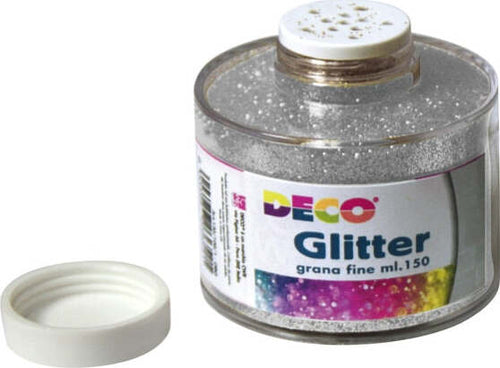 Barattolo Glitter - grana fine - 150ml - argento - DECO Casa e cucina/Hobby creativi/Materiali per hobby creativi/Glitter Eurocartuccia - Pavullo, Commerciovirtuoso.it