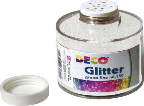 Barattolo Glitter - grana fine - 150ml - bianco-iride - DECO Casa e cucina/Hobby creativi/Materiali per hobby creativi/Glitter Eurocartuccia - Pavullo, Commerciovirtuoso.it