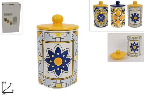 Barattolo In Ceramica Decorata Fantasia Decoro Maiolica Colori Assortiti 19x11cm Casa, arredamento e bricolage > Cucina > Barattoli e Contenitori Trade Shop italia - Napoli, Commerciovirtuoso.it