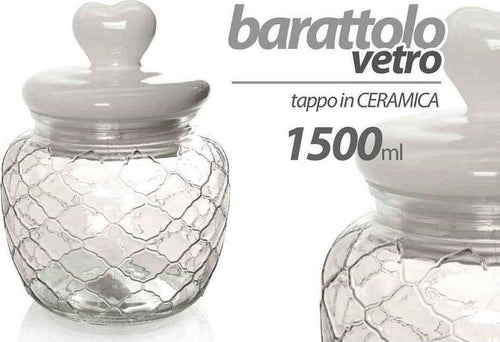 Barattolo In Vetro Cuore Tappo Ermetico Ceramica Contenitore Cucina 1,5lt 742224 Casa e cucina/Organizzazione interni/Contenitori e barattoli da cucina/Vasetti e barattoli per conserve/Barattoli Trade Shop italia - Napoli, Commerciovirtuoso.it