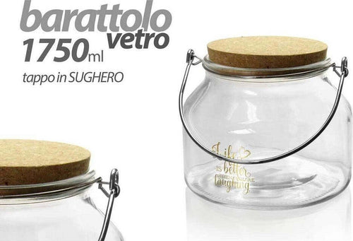 Barattolo In Vetro Manico Metallo Tappo Sughero 1750ml 16x13.9cm Decorato 758263 Casa e cucina/Organizzazione interni/Contenitori e barattoli da cucina/Vasetti e barattoli per conserve/Barattoli Trade Shop italia - Napoli, Commerciovirtuoso.it
