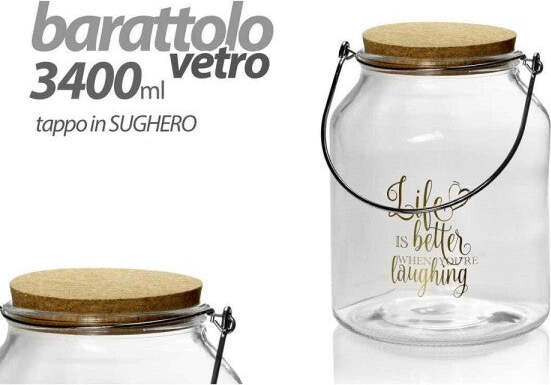 Barattolo-In-Vetro-Manico-Metallo-Tappo-Sughero-3400ml-16x21,4cm-Decorato-758201