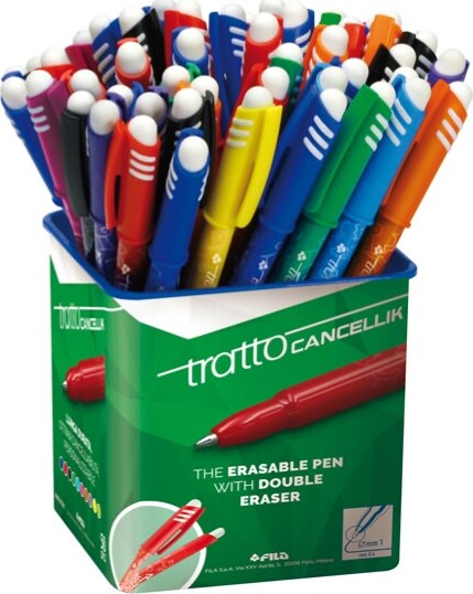 Barattolo Penna a sfera cancellabile Cancellik - punta 1 0mm - colori assortiti - Tratto - conf. 50 pezzi Cancelleria e prodotti per ufficio/Penne matite scrittura e correzione/Penne e ricariche/Penne roller a inchiostro gel Eurocartuccia - Pavullo, Commerciovirtuoso.it