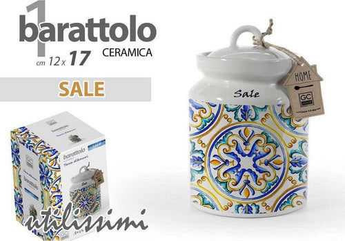 Barattolo Sale Ceramica Ermetico Cucina Bianco Color Mediterraneo 17x12cm 817113 Casa e cucina/Organizzazione interni/Organizzazione bagno/Barattoli Trade Shop italia - Napoli, Commerciovirtuoso.it