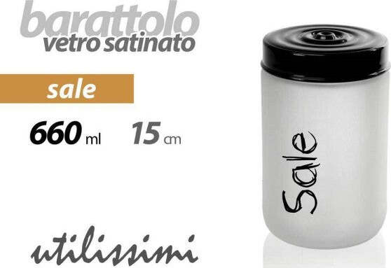 Barattolo Sale Contenitore In Vetro Satinato Coperchio Nero 660 Ml 15x9cm 833250 Casa e cucina/Organizzazione interni/Contenitori e barattoli da cucina/Dosatori e contenitori/Set sale e pepe Trade Shop italia - Napoli, Commerciovirtuoso.it