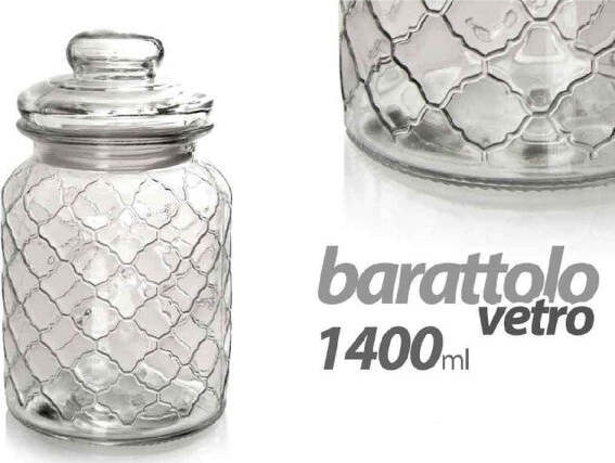 Barattolo-Vetro-Contenitore-Cucina-Ermetico-Moderno-Coperchio-1400ml-22cm-742200